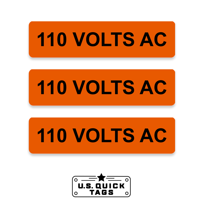 110 Volts AC Adhesive Decal - 1" x 4" (100 pack)