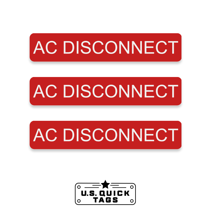 AC Disconnect Adhesive Decal - 0.75" x 4" (100 Pack)