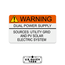 Warning: Dual Power Supply Adhesive Decal - 1.625" x 2.75" (100 Pack)