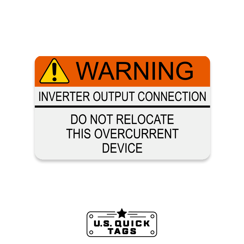Warning: Inverter Output Connection Adhesive Decal - 1.625" x 2.75" (100 Pack)