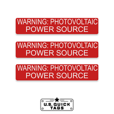 Warning: Photovoltaic Power Source Adhesive Decal - 1.25" x 5.75" (100 Pack)